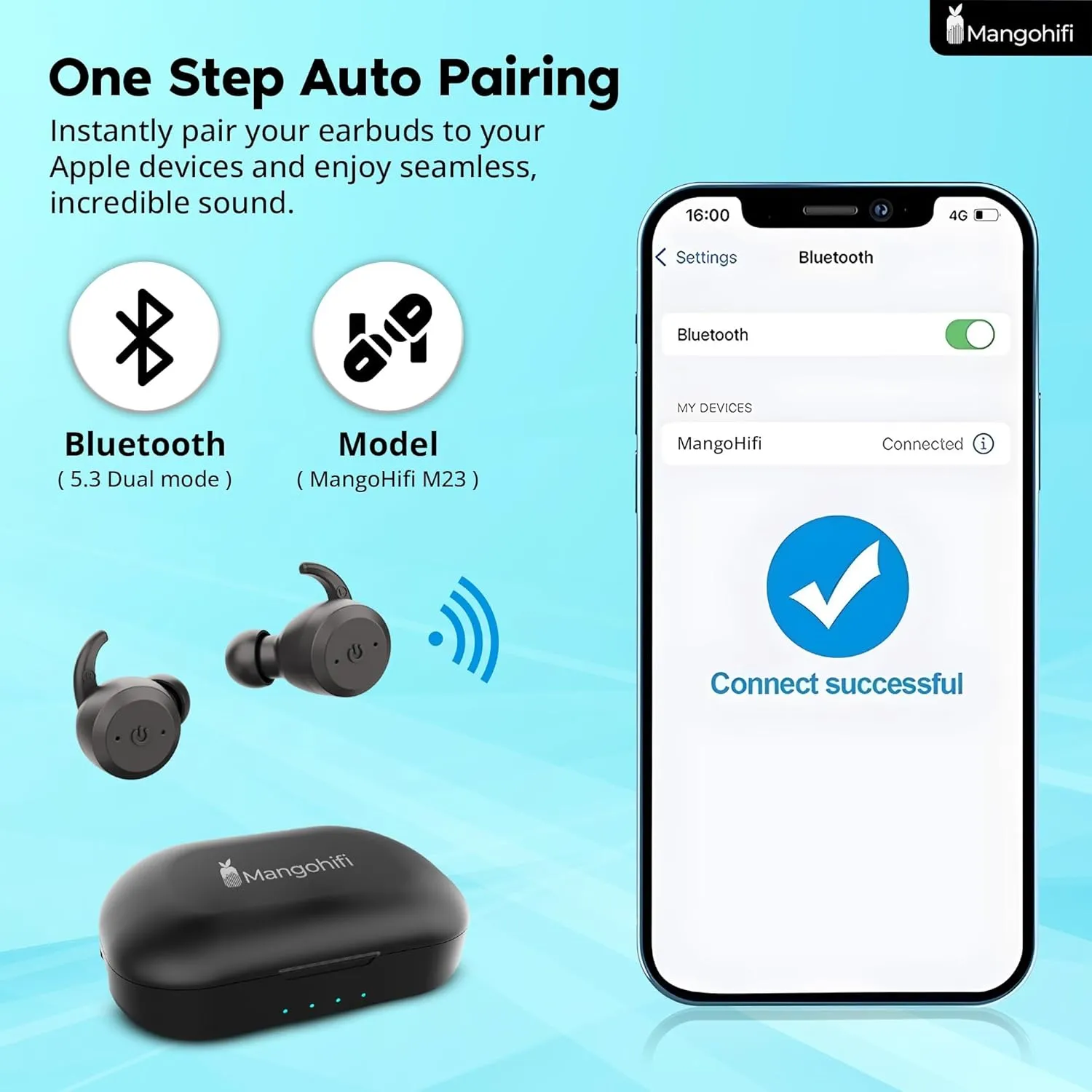 Bluetooth Headphones Wireless Earbuds 40  Hrs Playtime Clear Sound Quality IPX7 Waterproof Built-in Mic in/Over-Ear Earphones Bluetooth Earbud 5.3 Perfect for Sports and Daily Use Black