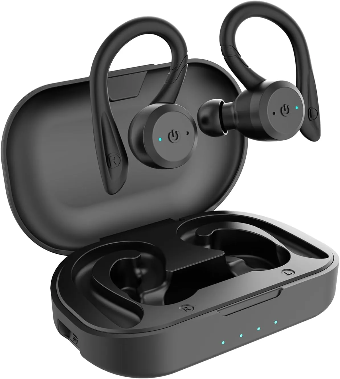 Bluetooth Headphones Wireless Earbuds 40  Hrs Playtime Clear Sound Quality IPX7 Waterproof Built-in Mic in/Over-Ear Earphones Bluetooth Earbud 5.3 Perfect for Sports and Daily Use Black
