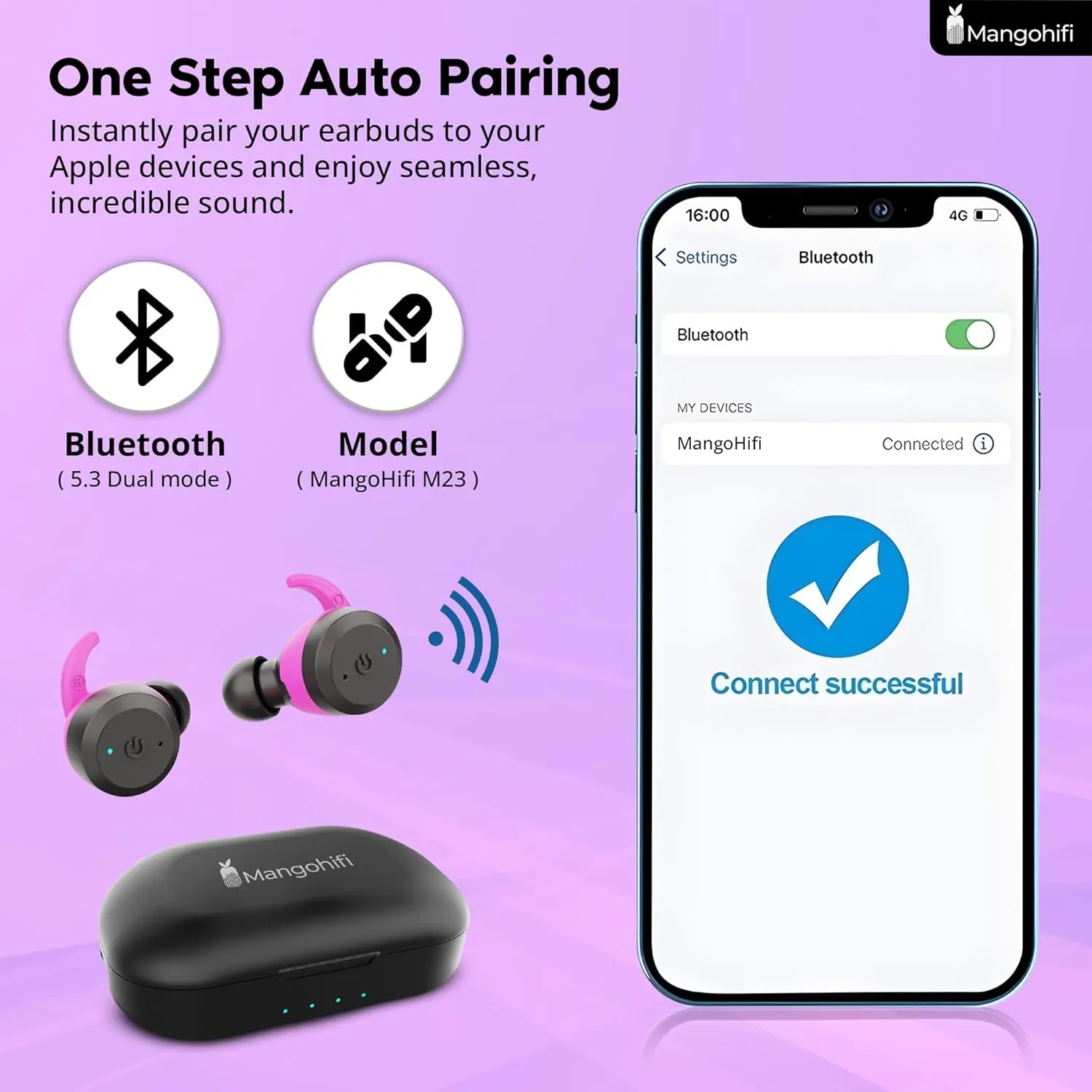 Bluetooth Headphones Wireless Earbuds 40  Hrs Playtime Clear Sound Quality IPX7 Waterproof Built-in Mic in/Over-Ear Earphones Bluetooth Earbud 5.3 Perfect for Sports and Daily Use Pink