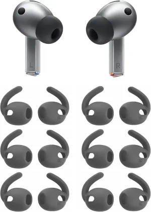 BLUEWALL Sport Earhook Compatible with Galaxy Buds 3 Pro Earbuds SM-R630NZAEXAR, 6 Pairs Replacement Silicone Earbuds Hook, Compatible with Galaxy Buds 3 Pro SM-R630 6 Pairs Gray
