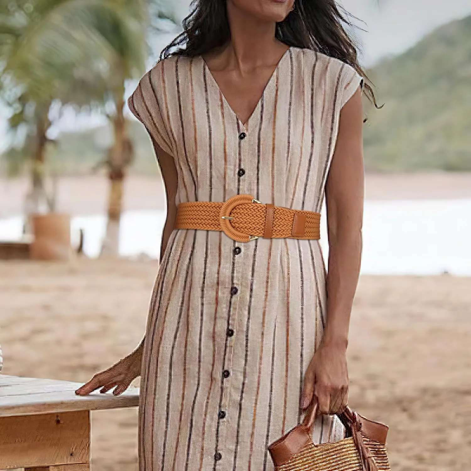 Braided Belt for Women Dress Summer Ladies Woven Wide Boho Belt for Jeans