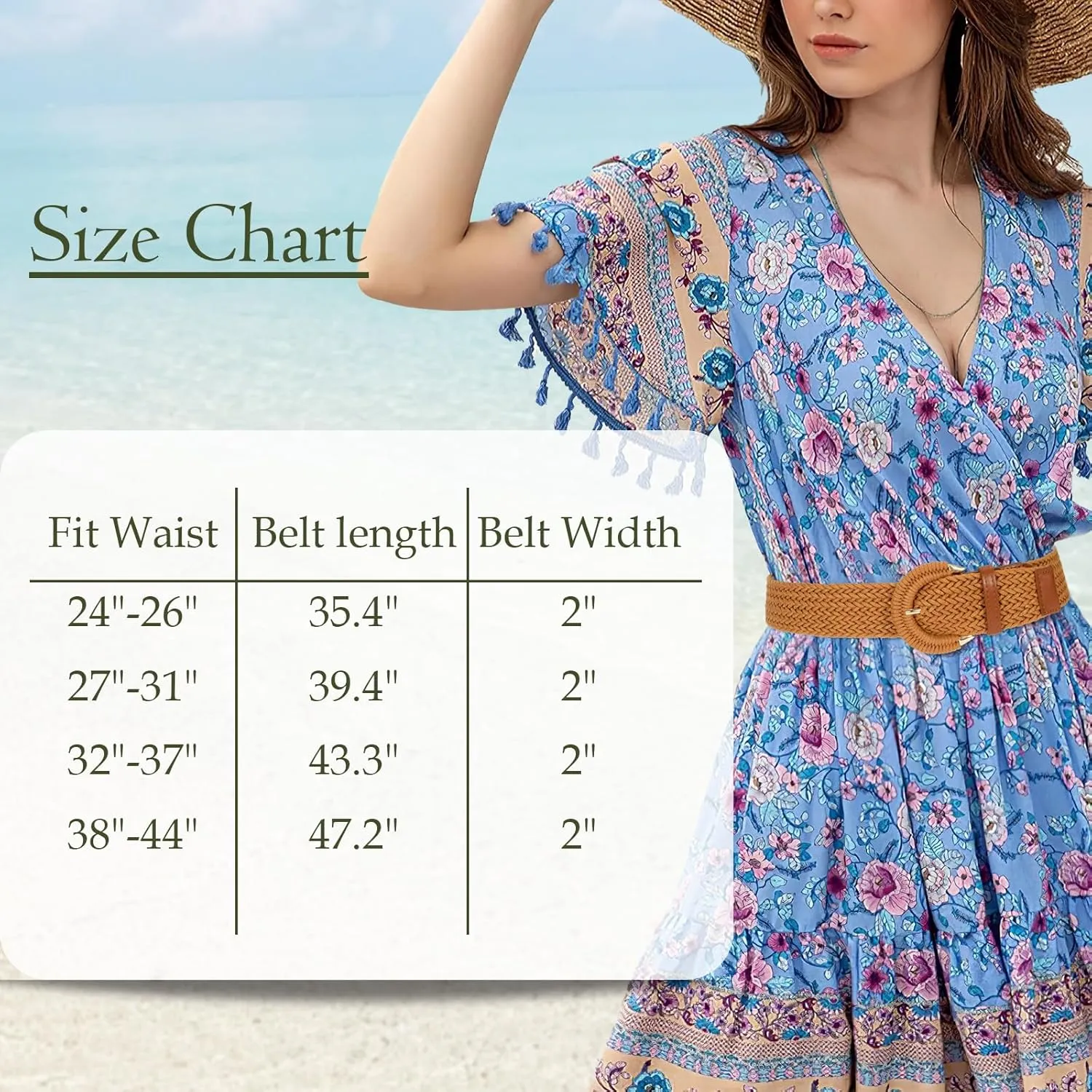 Braided Belt for Women Dress Summer Ladies Woven Wide Boho Belt for Jeans
