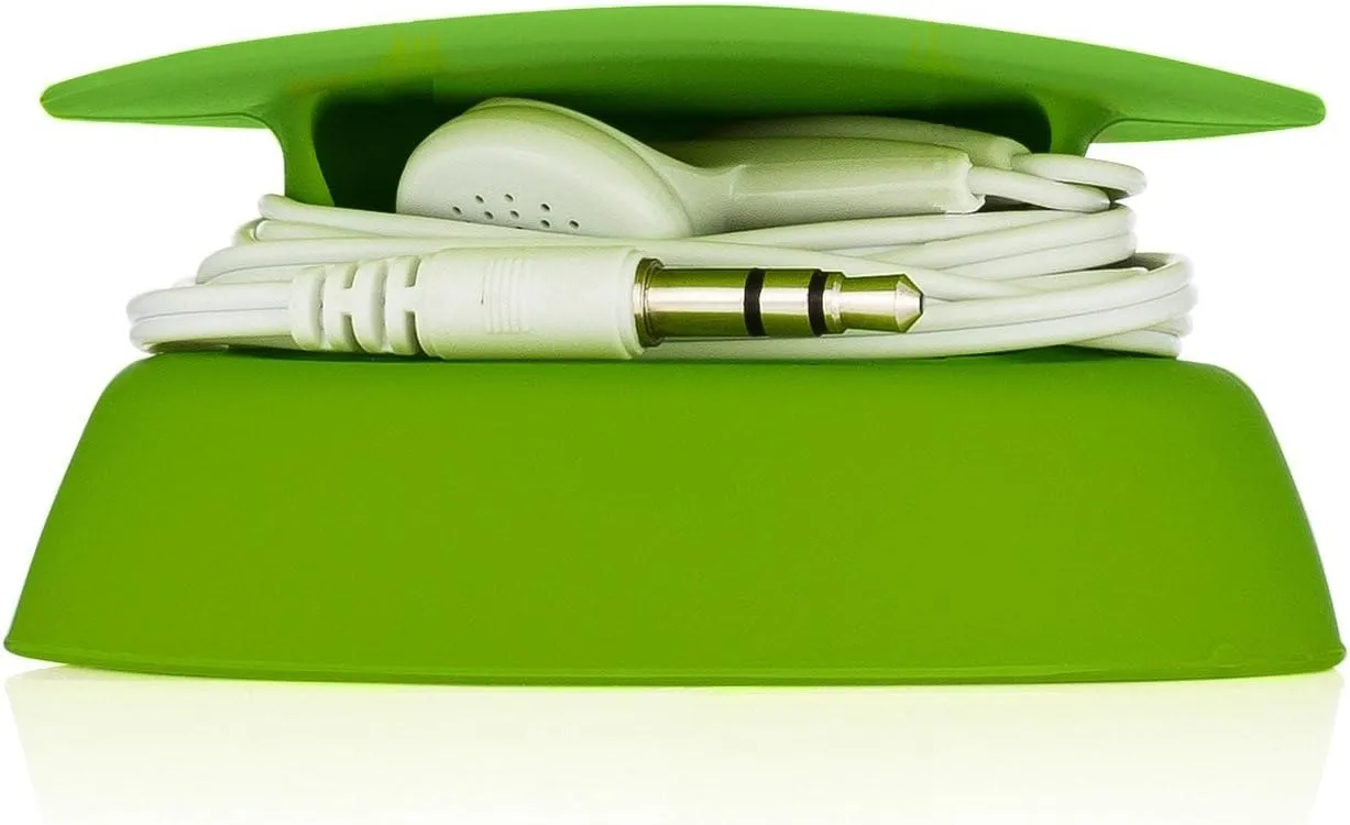Budley - Tangle-Free Earphone/Earbud Case, Compact Storage System, Silicone (Lime, Set of 1)
