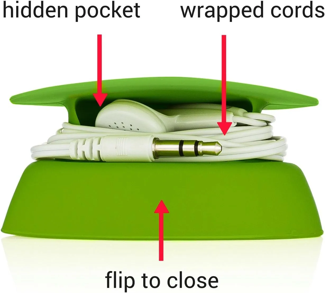 Budley - Tangle-Free Earphone/Earbud Case, Compact Storage System, Silicone (Lime, Set of 1)