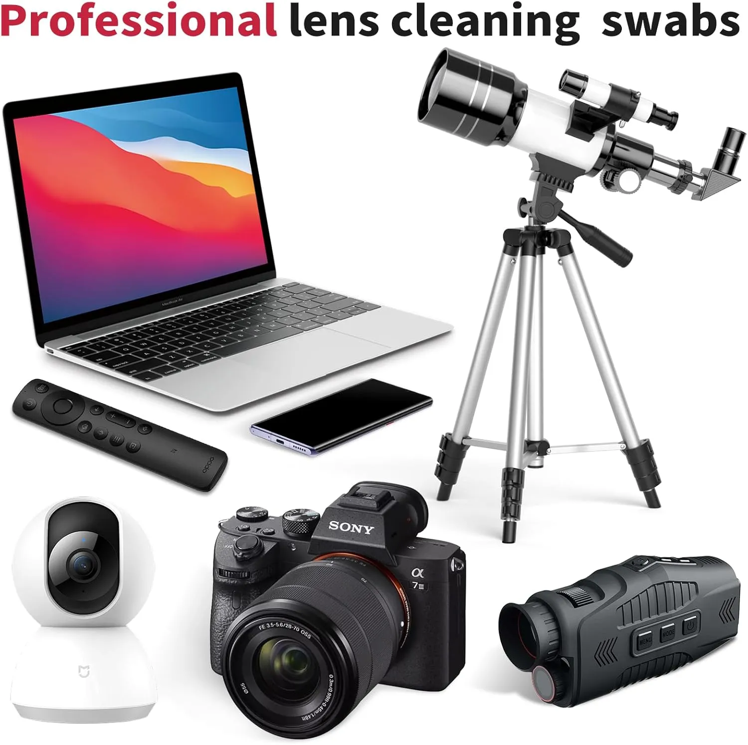Camera Sensor Cleaning Kit - Anti-Static Swabs for Full Frame DSLR/Mirrorless Cameras (CCD/CMOS), No Residue, No Scratch, Safe for Lenses, PCB, and Electronics. (Transparent-10Packs, High Viscosity)