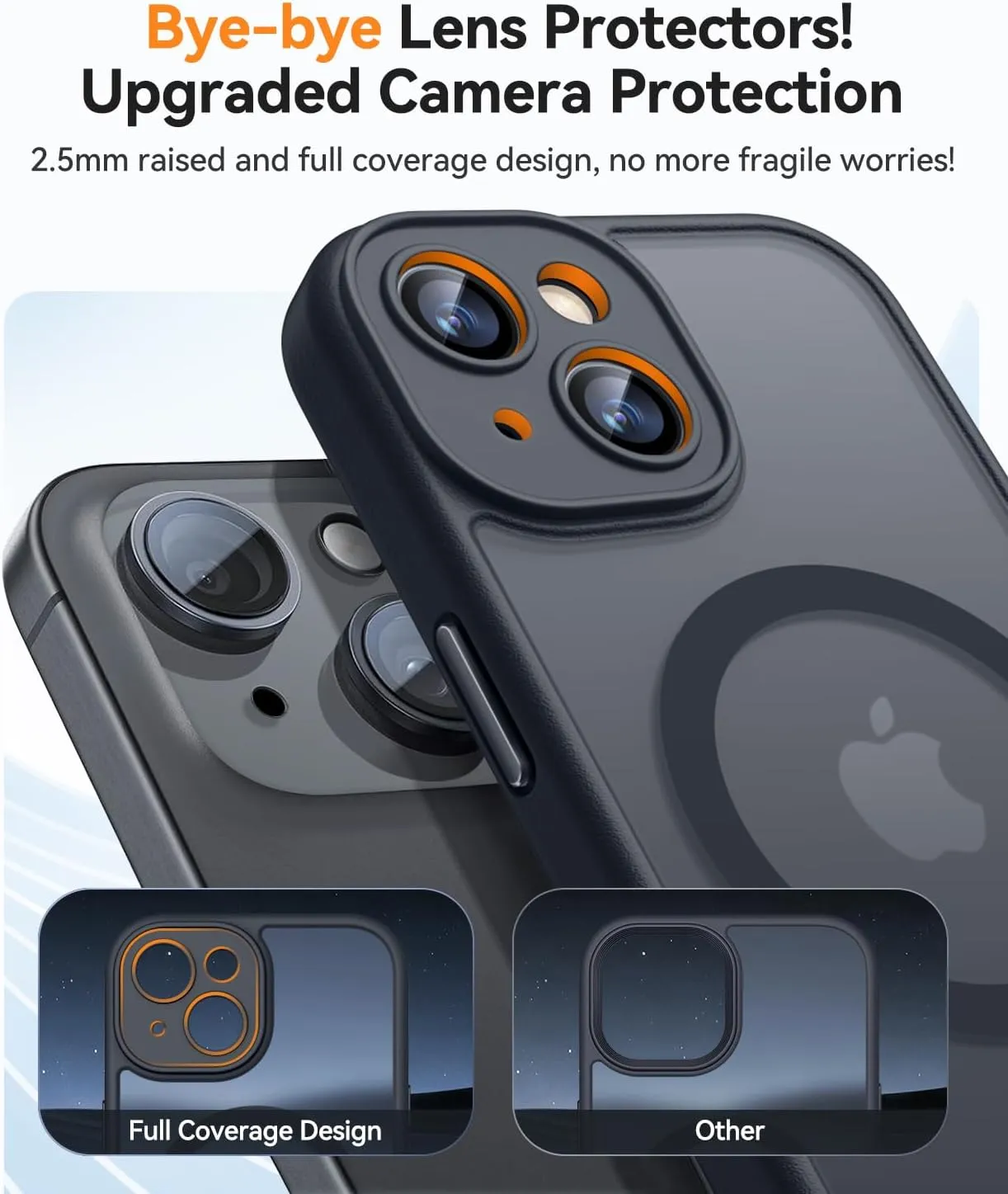 CANSHN Magnetic for iPhone 13 Case, Upgraded [Full Camera Protection] [Compatible with Magsafe] [Translucent Matte] Shockproof Protective Phone Case for iPhone 13 6.1" - Black