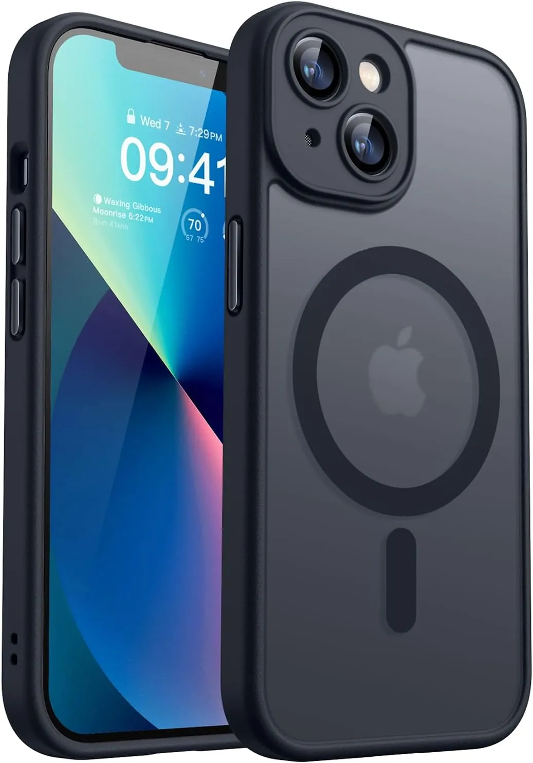 CANSHN Magnetic for iPhone 13 Case, Upgraded [Full Camera Protection] [Compatible with Magsafe] [Translucent Matte] Shockproof Protective Phone Case for iPhone 13 6.1" - Black