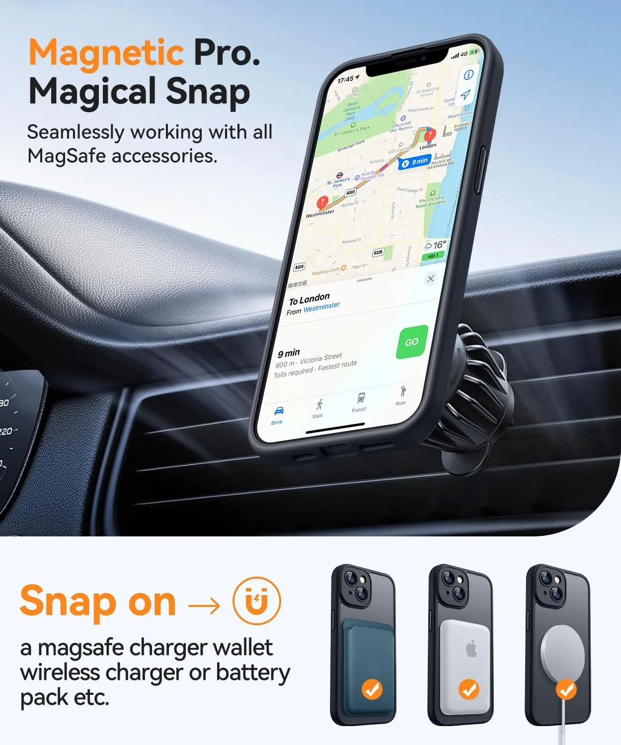 CANSHN Magnetic for iPhone 13 Case, Upgraded [Full Camera Protection] [Compatible with Magsafe] [Translucent Matte] Shockproof Protective Phone Case for iPhone 13 6.1" - Black