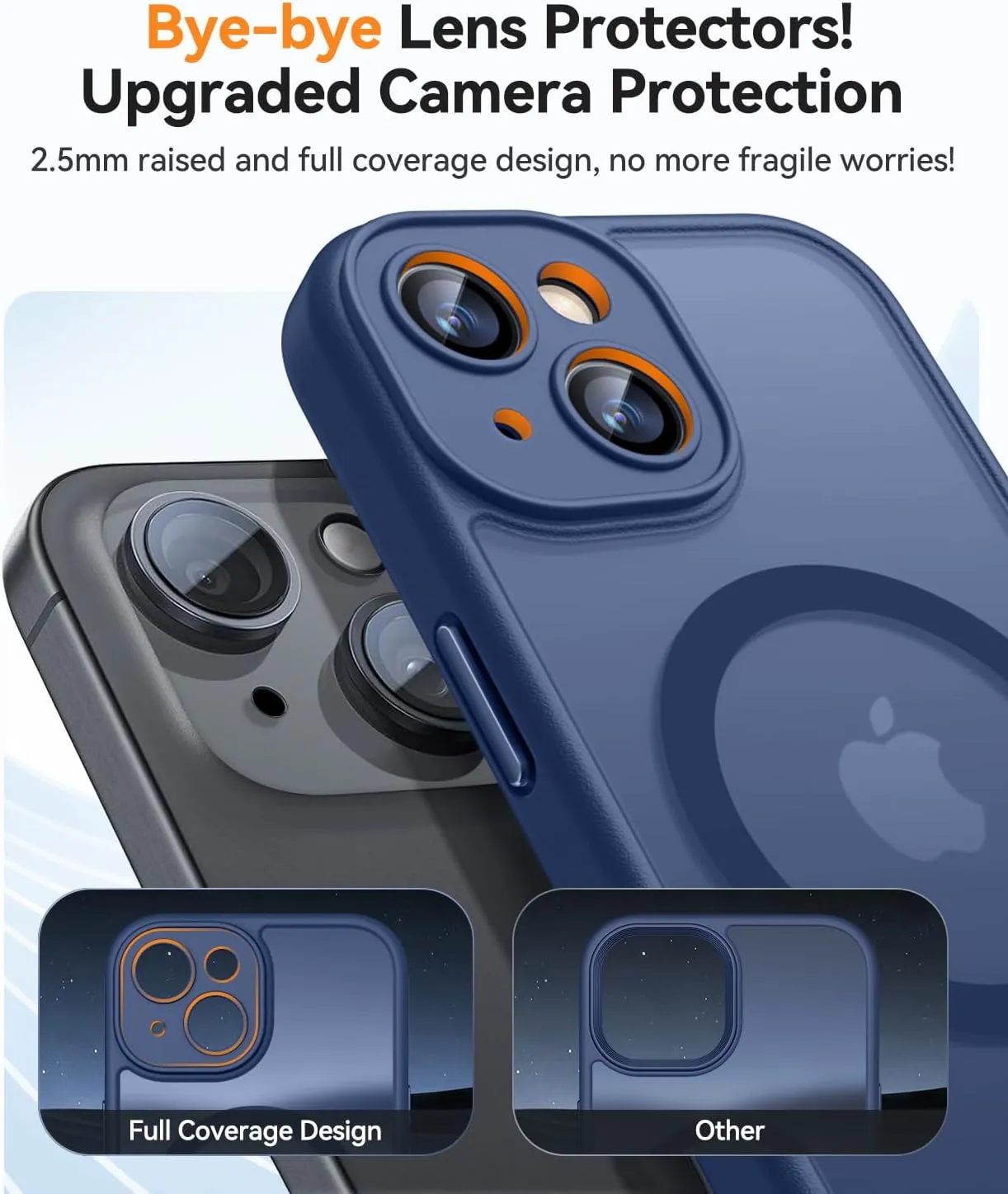CANSHN Magnetic for iPhone 13 Case, Upgraded [Full Camera Protection] [Compatible with Magsafe] [Translucent Matte] Shockproof Protective Phone Case for iPhone 13 6.1" - Deep Blue