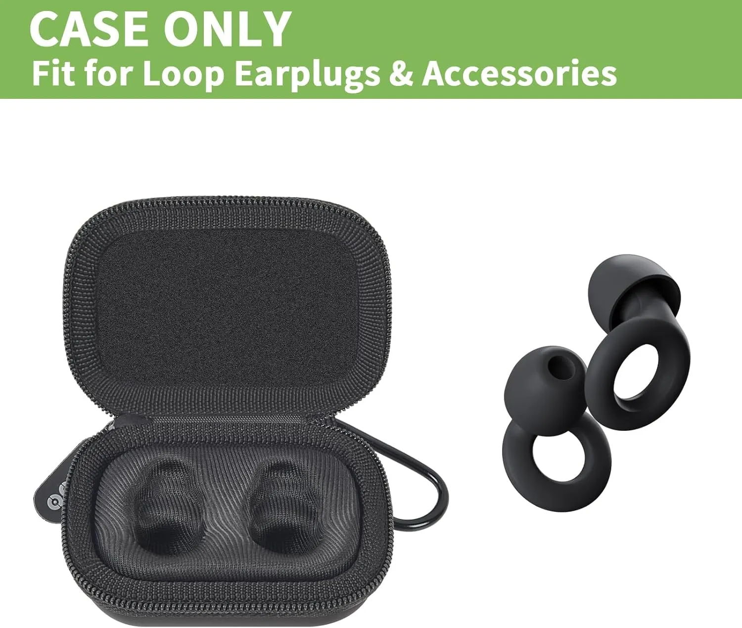 Case Compatible with Quiet Ear Plugs- Portable Storage Holder for Earplugs & Accessories, Noise-Cancelling Solution for Sleep, Travel Earplugs NOT Included (Black, One Size)