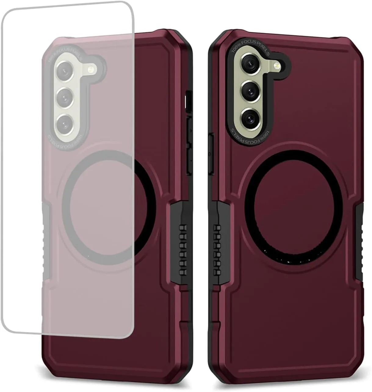 Case for Galaxy S21 5G Case, Samsung S21 SM-G991U with Tempered Glass Screen Protector, [Compatible with MagSafe] Military-Grade Shockproof Protective Phone Cover for Samsung Galaxy S21 5G Wine