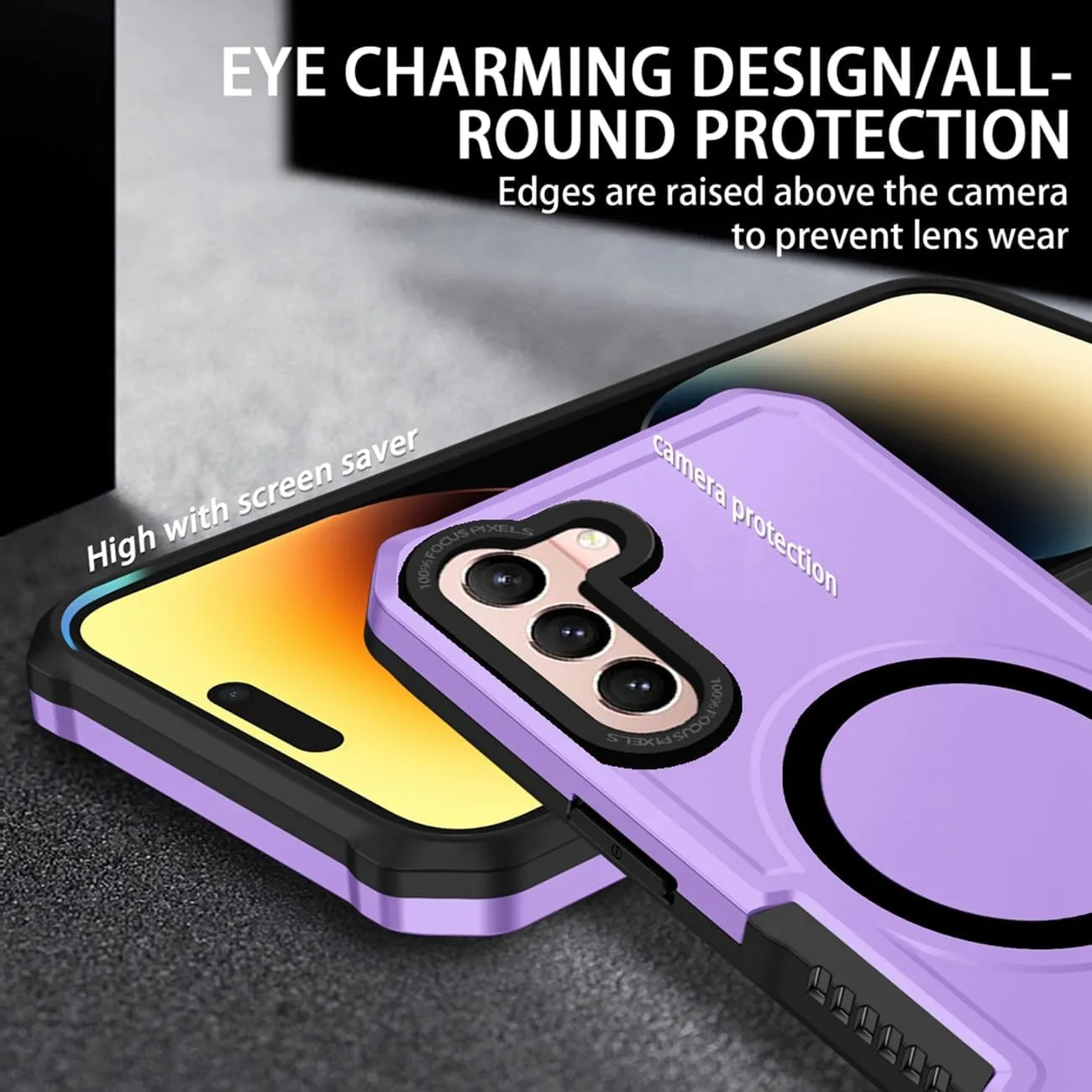 Case for Galaxy S21 5G Case, Samsung S21 SM-G991U with Tempered Glass Screen Protector, [Compatible with MagSafe] Military-Grade Shockproof Protective Phone Cover for Samsung Galaxy S21 Purple