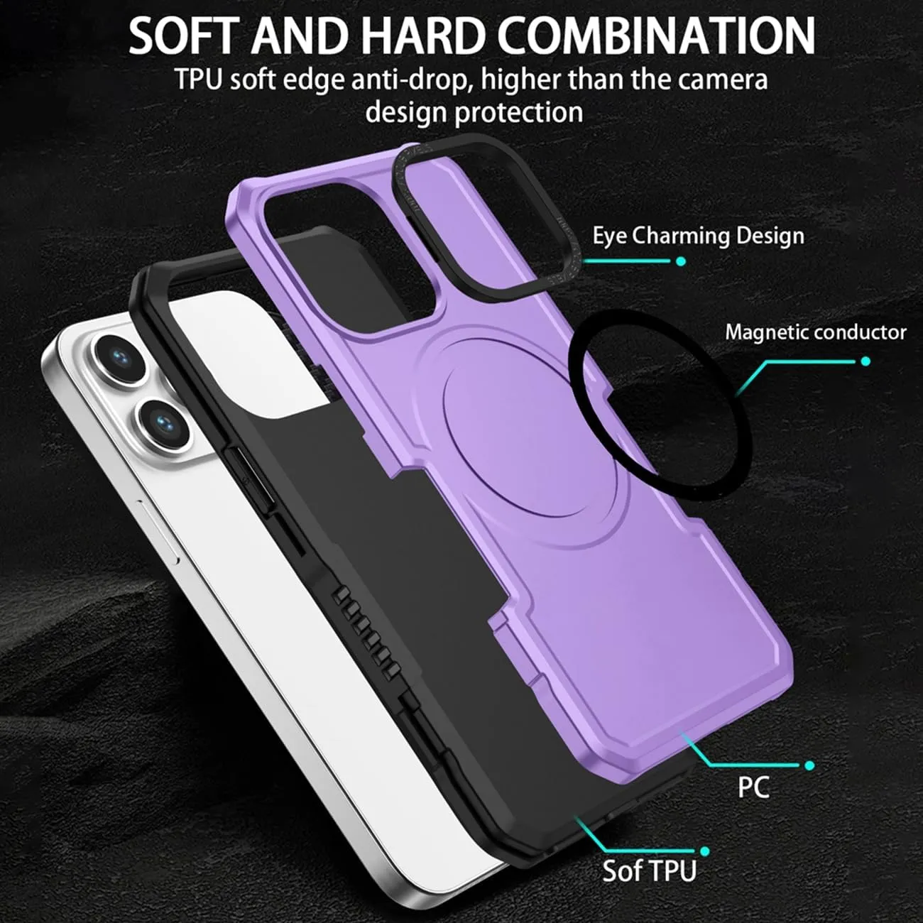 Case for Galaxy S21 5G Case, Samsung S21 SM-G991U with Tempered Glass Screen Protector, [Compatible with MagSafe] Military-Grade Shockproof Protective Phone Cover for Samsung Galaxy S21 Purple