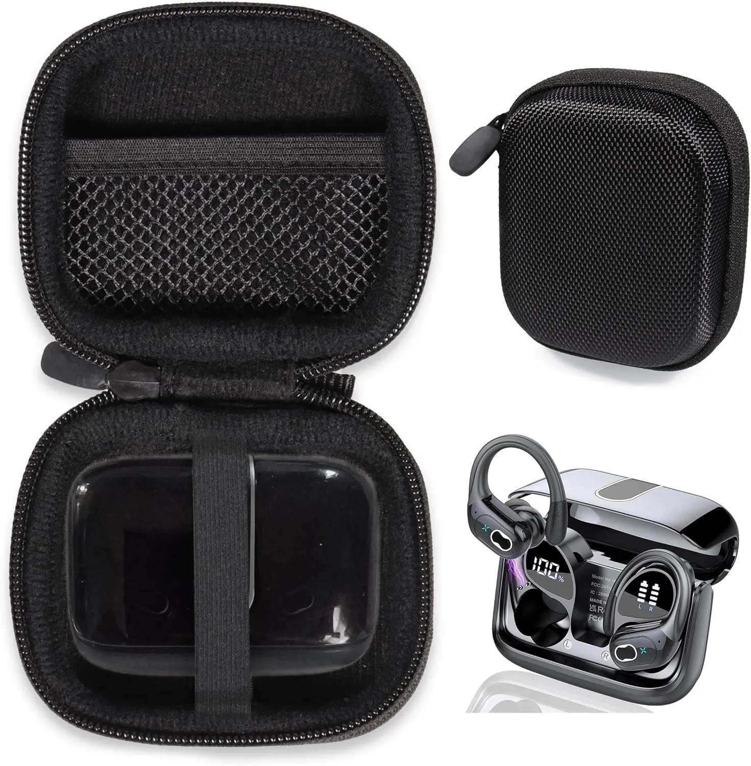 CaseSack Case for Aptkdoe Earbuds 75hrs 5.3 Headphone Sport, 2024 Earbuds Stereo Deep Bass Over Ear Bud with Earhooks, ENC Noise Cancelling Mic, IPX7 Waterproof Earphone(Black)