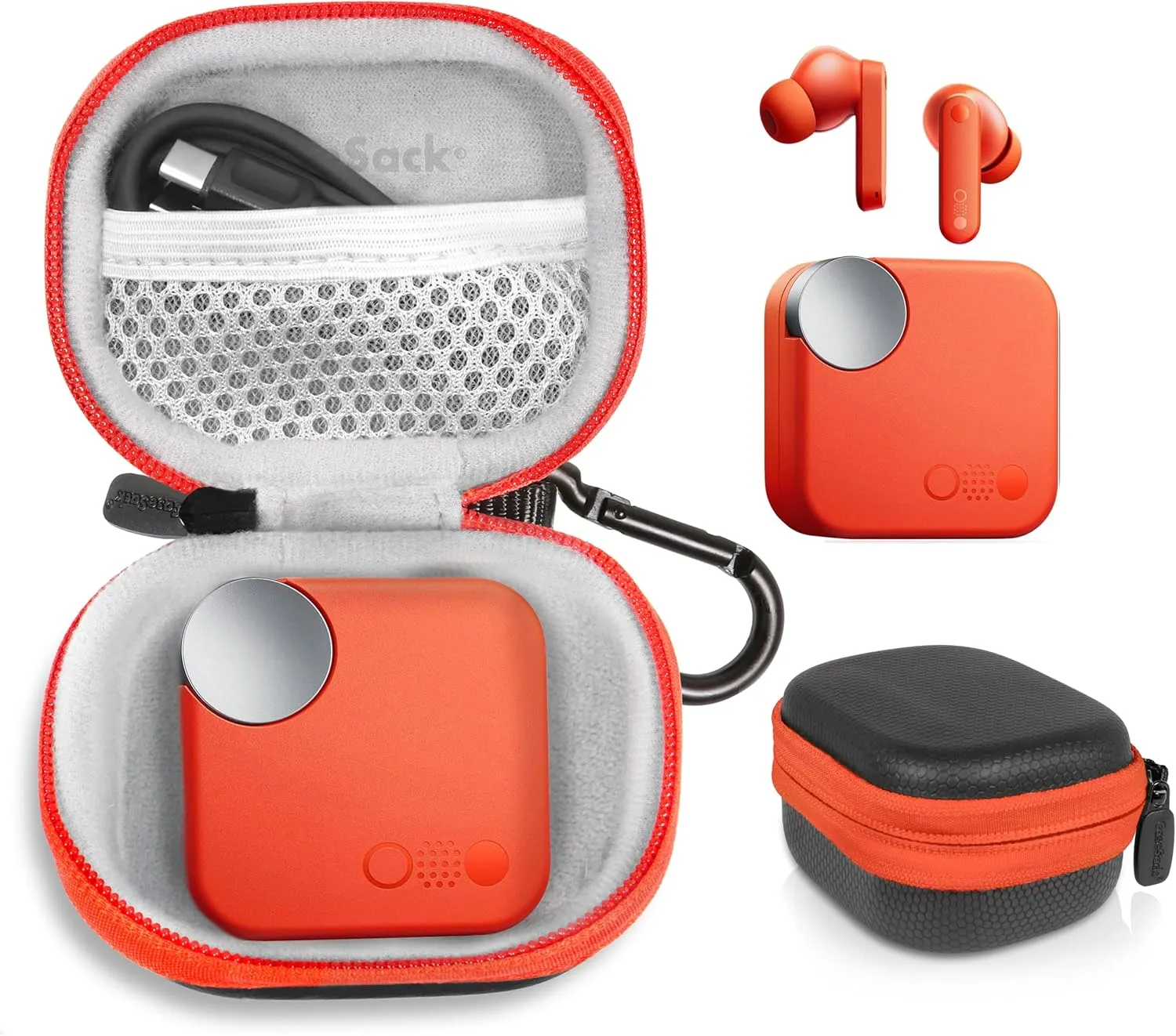 CaseSack Case for CMF Buds Earbuds, 42dB Noise Cancelling Earbuds (Black with Orange)