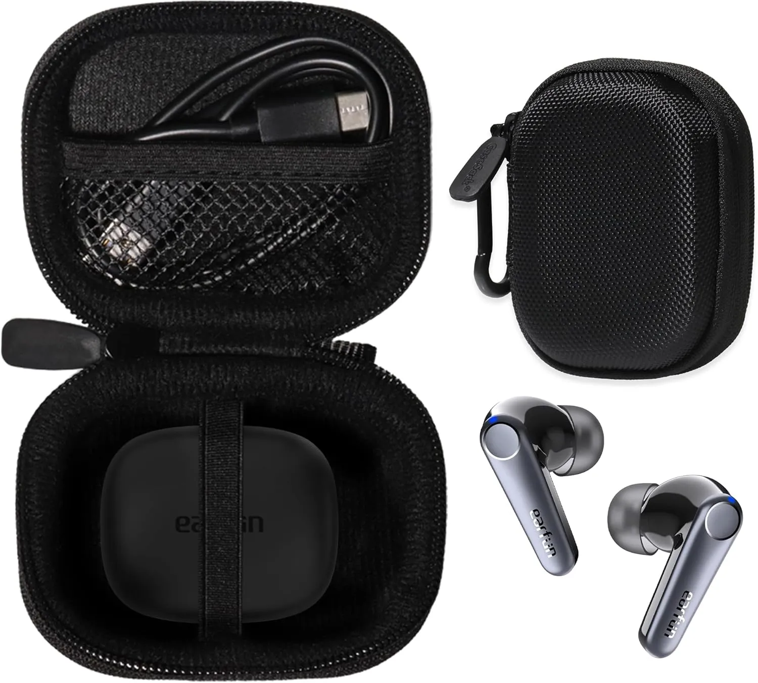 CaseSack Case for EarFun Air Pro 3 Noise Cancelling Earbuds (Black)