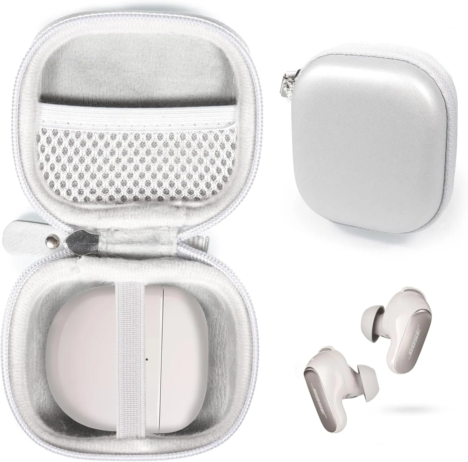 CaseSack Case for New Bose QuietComfort Ultra Wireless Noise Cancelling Earbuds, Bose QuietComfort Earbuds II Wireless Noise Cancelling in-Ear Headphones (Smoke White)