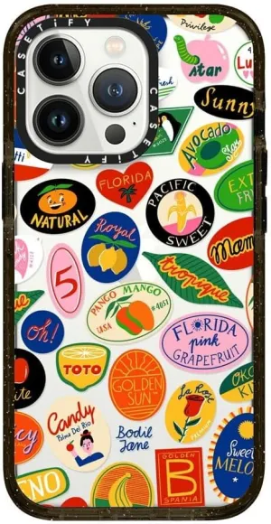 CASETiFY Impact Case for iPhone 13 Pro - Fruit Stickers - Clear Black