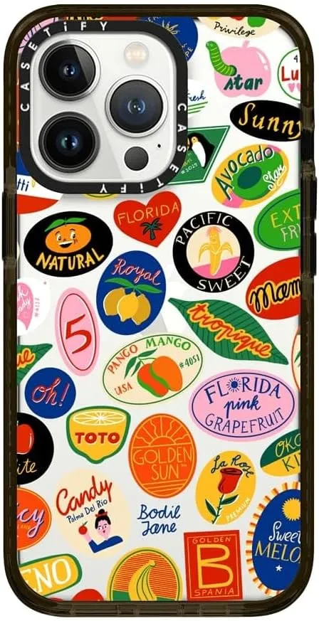 CASETiFY Impact Case for iPhone 13 Pro - Fruit Stickers - Clear Black