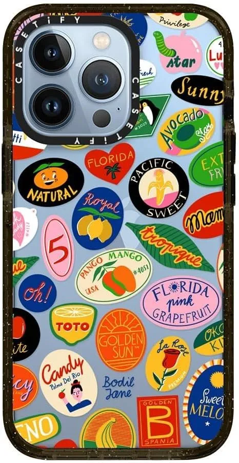 CASETiFY Impact Case for iPhone 13 Pro - Fruit Stickers - Clear Black