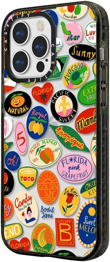 CASETiFY Impact Case for iPhone 13 Pro - Fruit Stickers - Clear Black