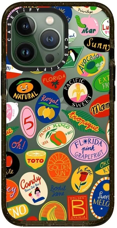 CASETiFY Impact Case for iPhone 13 Pro - Fruit Stickers - Clear Black