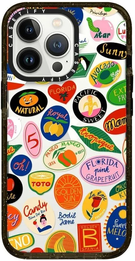 CASETiFY Impact Case for iPhone 13 Pro - Fruit Stickers - Clear Black