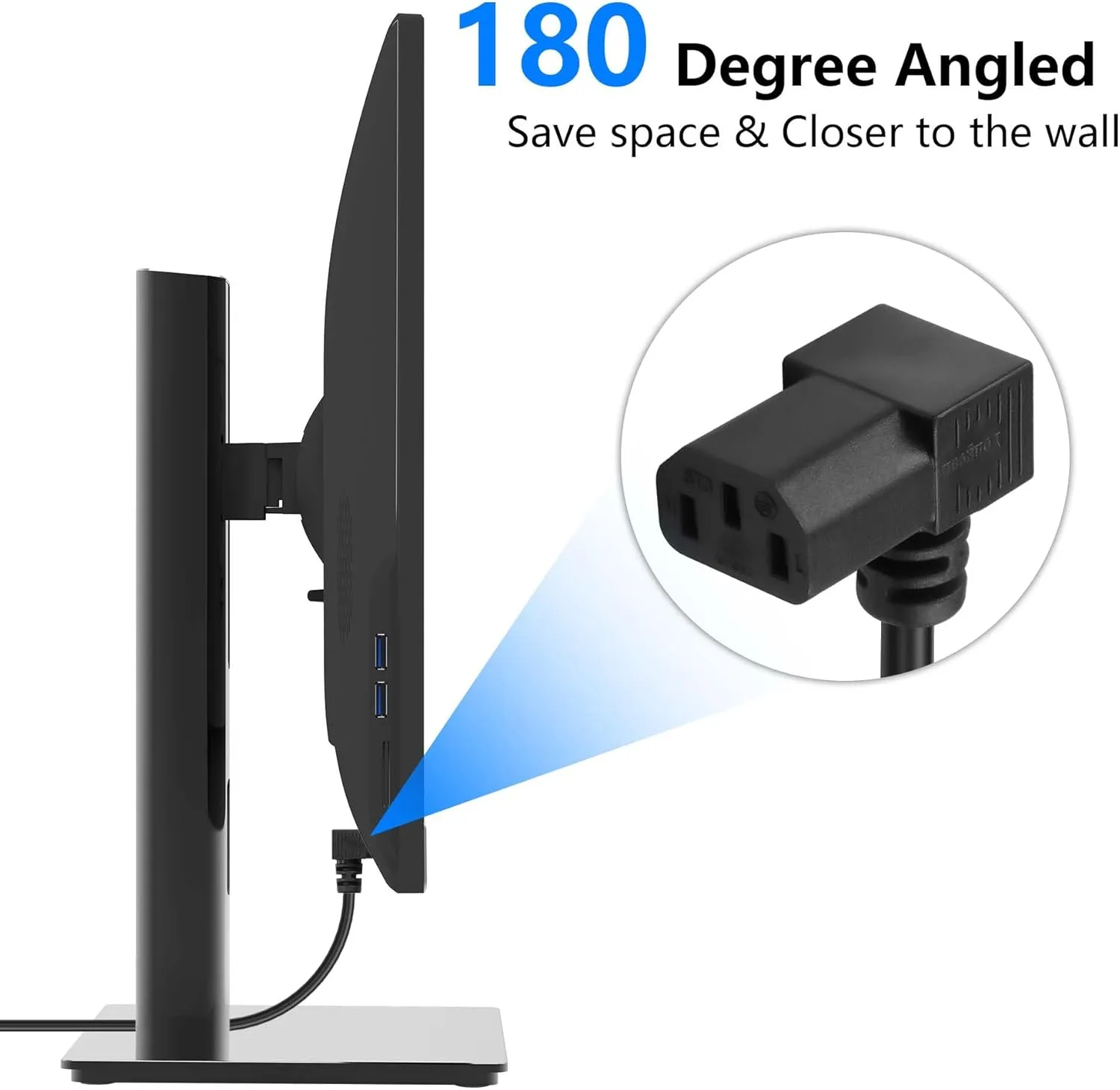 CERRXIAN 3.9FT 18AWG NEMA 5-15P to Down Angle IEC 320 C13 Computer Power Cord,10A/250V, 3 Prong AC Power Cord Cable for TV, Computer, Printer, Radio, Monitor, Laptop and More