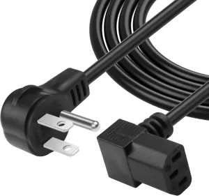 CERRXIAN 3.9FT 18AWG NEMA 5-15P to Down Angle IEC 320 C13 Computer Power Cord,10A/250V, 3 Prong AC Power Cord Cable for TV, Computer, Printer, Radio, Monitor, Laptop and More
