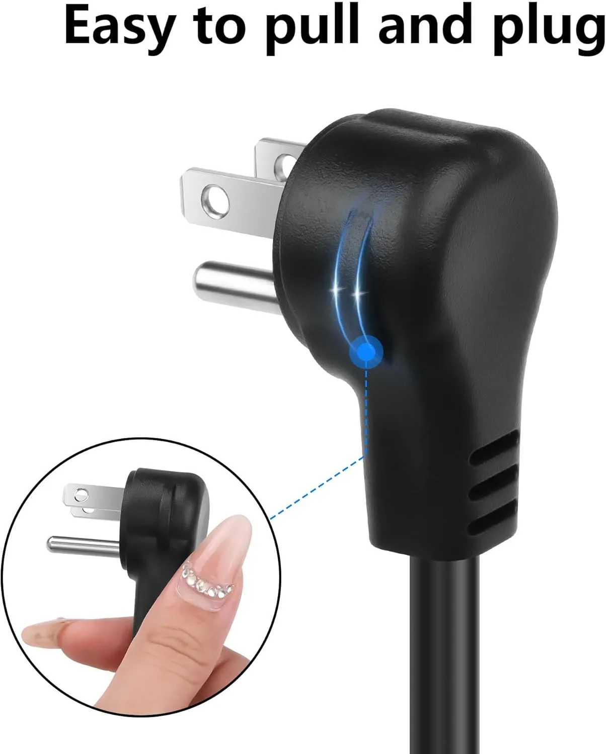 CERRXIAN 3.9FT 18AWG NEMA 5-15P to Down Angle IEC 320 C13 Computer Power Cord,10A/250V, 3 Prong AC Power Cord Cable for TV, Computer, Printer, Radio, Monitor, Laptop and More