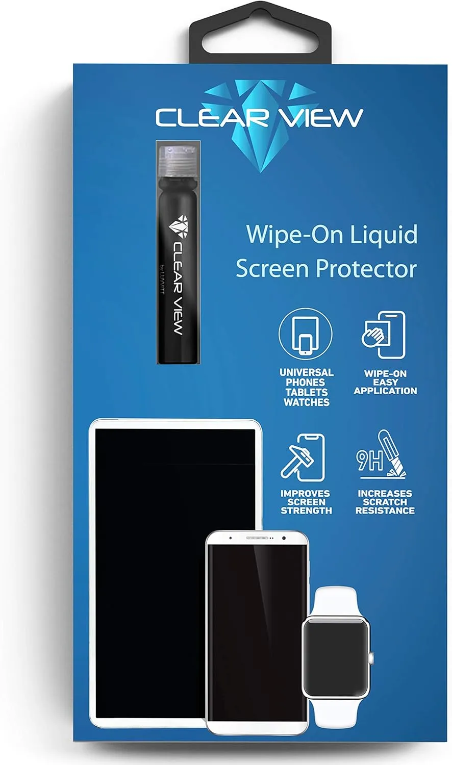 ClearView Liquid Glass Screen Protector | Covers up to 4 Devices | for All Smartphones Tablets and Watches Wipe On Nano Protection - Bottle