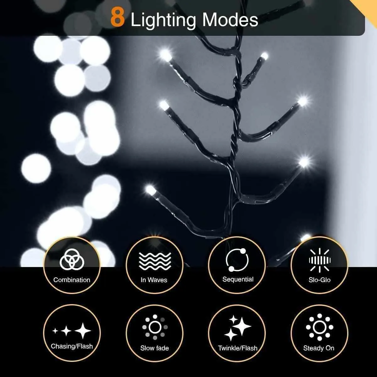 CLEDEN 480 LED Cluster Christmas Tree String Fairy Lights