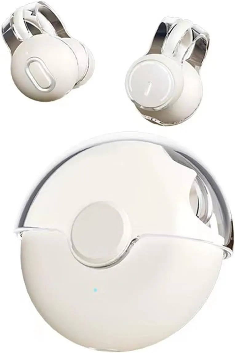 Clip On Earbuds Ear Clip Earbuds Open Ear Headphones Earbuds Wireless Bluetooth 5.2 Sport Earphones Built-In Mic With Ear Hooks 36H Playtime Charging Case Open Ear Earbuds Running Earbuds wait