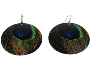 Close Up Peacock Feather Mother Of Pearl Earrings Close Up Peacock Feather Mother Of Pearl Earrings