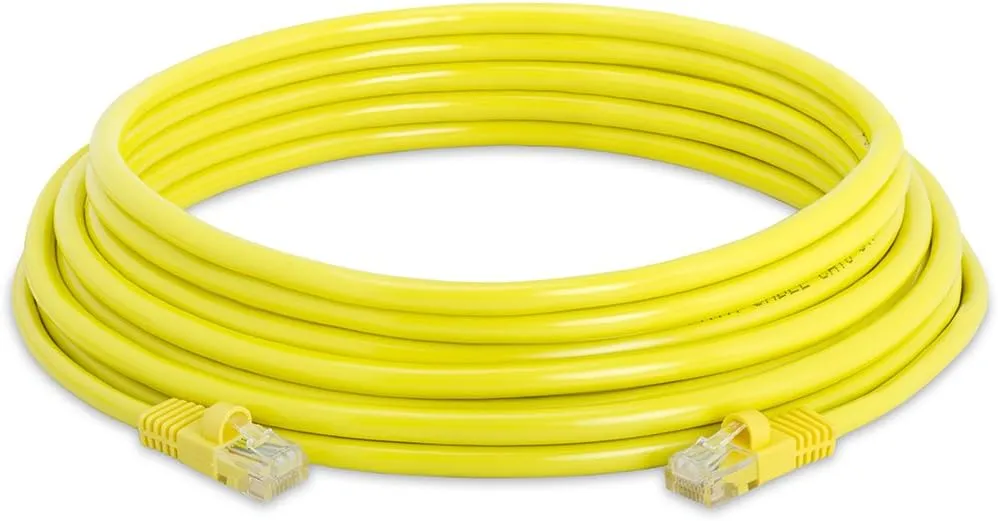 Cmple - Cat5e Ethernet Cable 25 ft, 350 MHz UTP Cat 5e Ethernet Patch Cable, 1Gbps Network LAN Cable, RJ45 Connectors, Compatible with PC, Laptop, Modem, Router, HDTV, Gaming Console - Yellow