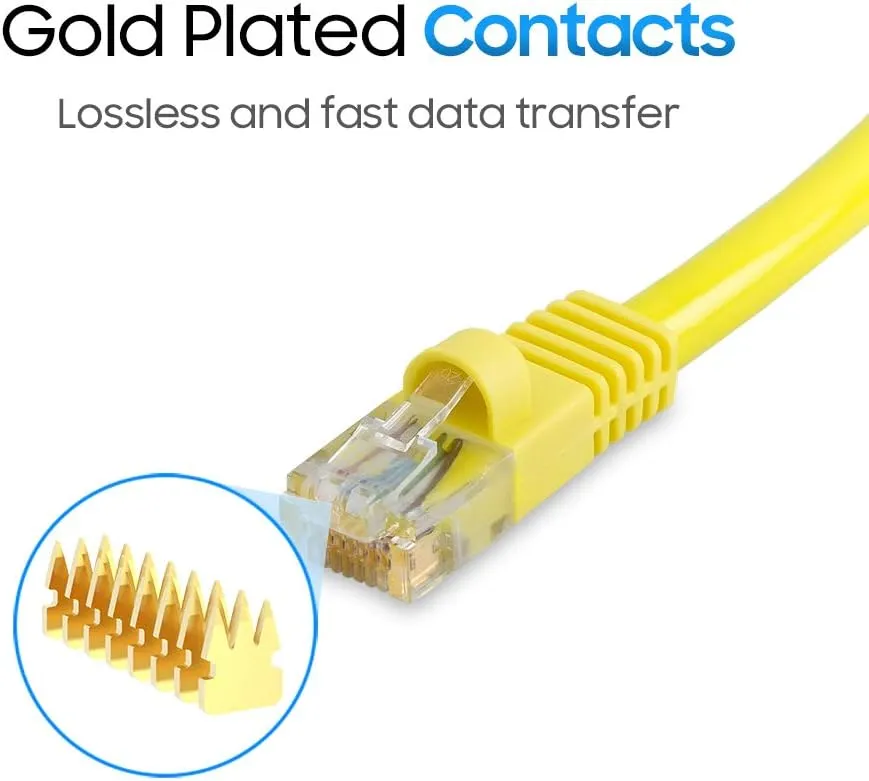 Cmple - Cat5e Ethernet Cable 25 ft, 350 MHz UTP Cat 5e Ethernet Patch Cable, 1Gbps Network LAN Cable, RJ45 Connectors, Compatible with PC, Laptop, Modem, Router, HDTV, Gaming Console - Yellow