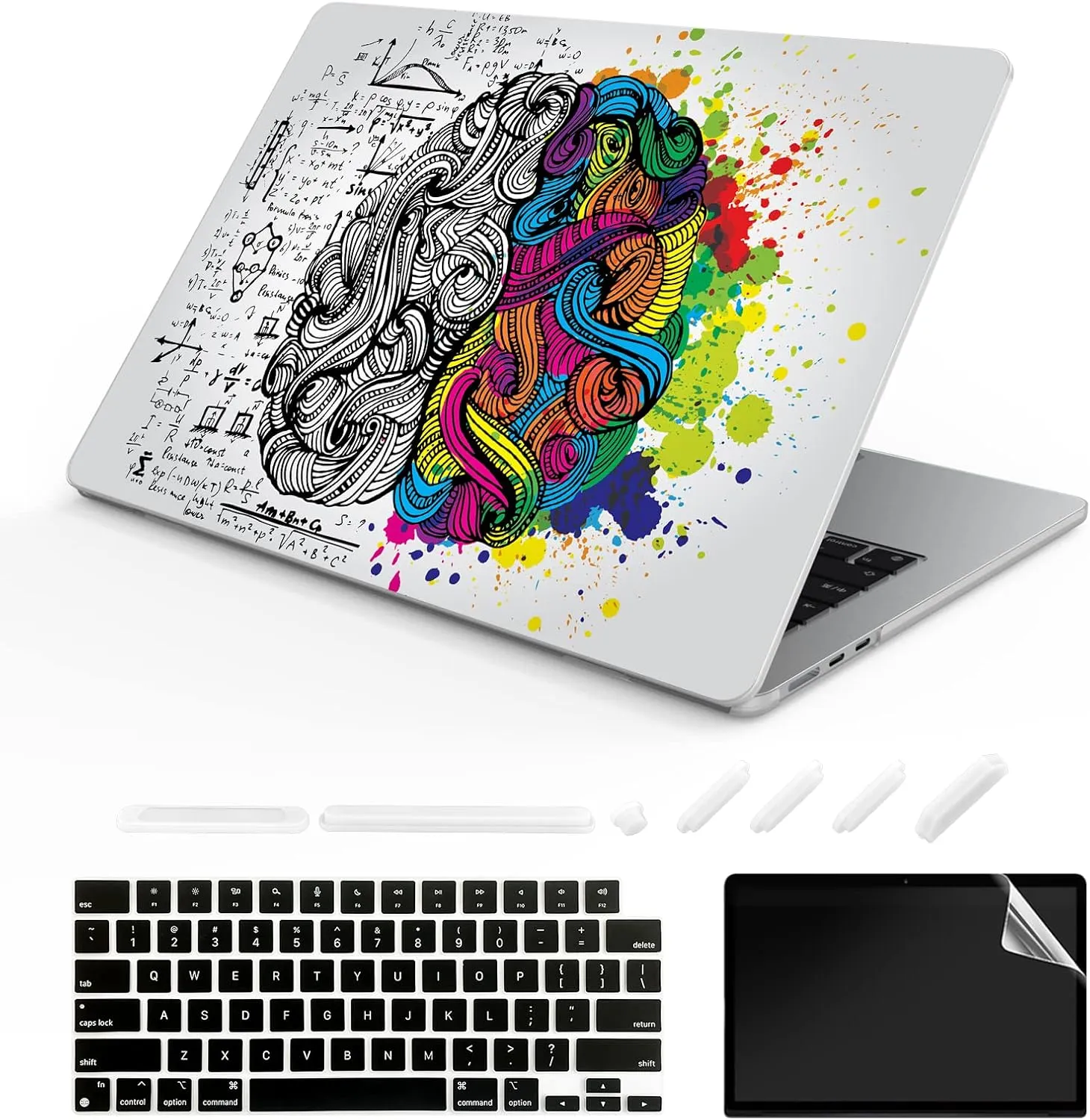 Compatible with MacBook Air 15-inch Case 2023 Release A2941 M2 Chip, Hard Shell Laptop Sleeve with Keyboard Cover & Dust Plugs -Brain-1
