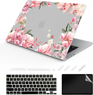 Compatible with MacBook Air 15-inch Case 2023 Release A2941 M2 Chip, Hard Shell Laptop Sleeve with Keyboard Cover & Dust Plugs -Flower-7