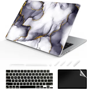 Compatible with MacBook Air 15-inch Case 2023 Release A2941 M2 Chip, Hard Shell Laptop Sleeve with Keyboard Cover & Dust Plugs -marble-13