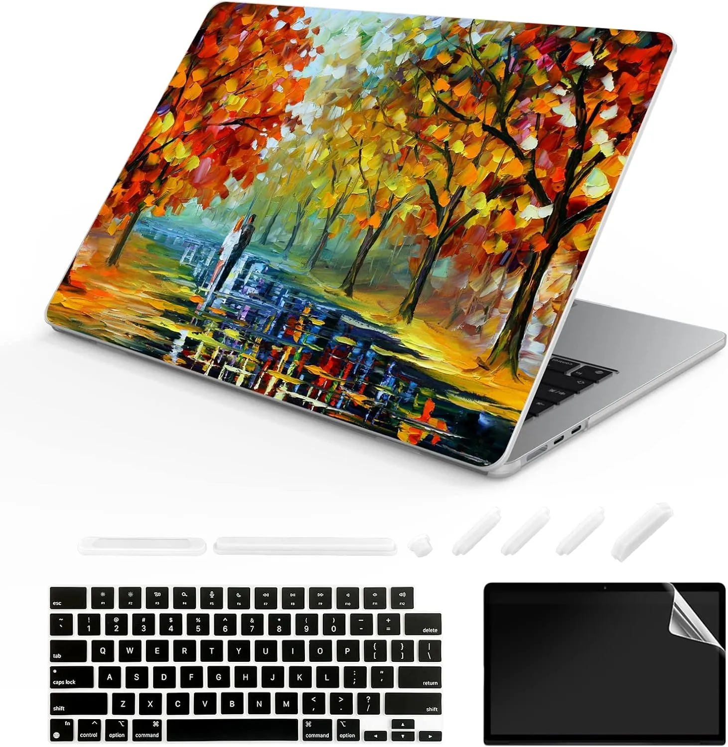Compatible with MacBook Air 15-inch Case 2023 Release A2941 M2 Chip, Hard Shell Laptop Sleeve with Keyboard Cover & Dust Plugs -Night View-6