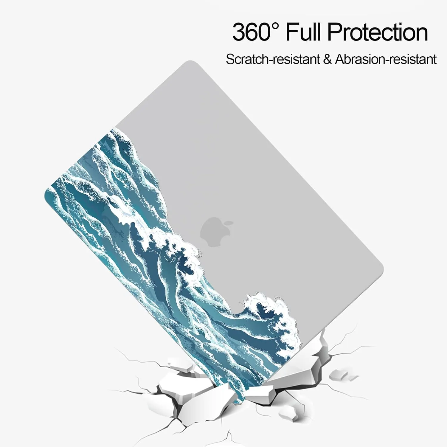Compatible with MacBook Air 15-inch Case 2023 Release A2941 M2 Chip, Hard Shell Laptop Sleeve with Keyboard Cover & Dust Plugs -sea Wave-5