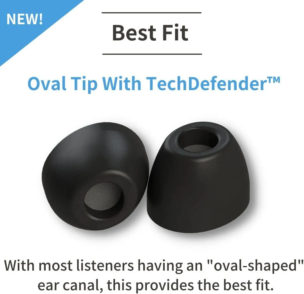 Comply SmartCore | Memory Foam Replacement IEM Ear Tips for Most Wired Devices | Superior Noise Isolation, Ultimate Comfort, Secure Fit | Oval, Black, Medium (3 Pairs)
