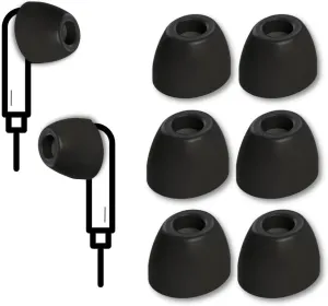 Comply SmartCore | Memory Foam Replacement IEM Ear Tips for Most Wired Devices | Superior Noise Isolation, Ultimate Comfort, Secure Fit | Oval, Black, Medium (3 Pairs)