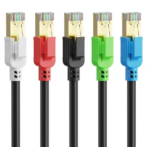 Dacrown Cat 8 Ethernet Cable 10 ft-5Pack, 40Gbps 2000Mhz Patch Cord, Heavy Duty Direct Burial Shielded SFTP Lan Wire, Weatherproof RJ45 Cable for Router, Server, TV, Laptop, Gaming Consoles