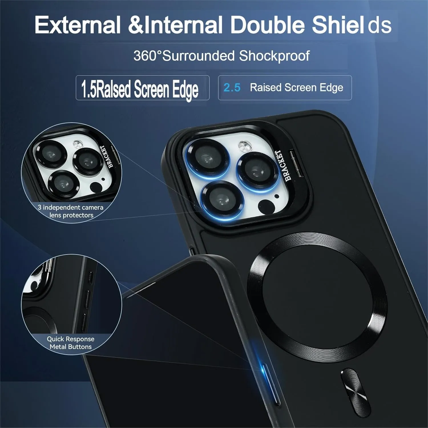 Designed for iPhone 14 Case/iPhone 13 Caes 6.1" Skin Material,Drop Protection Duty,Compatible with MagSafe,Selected Lens Bracket,Lens Protection,No Fading,for Men Women,Black