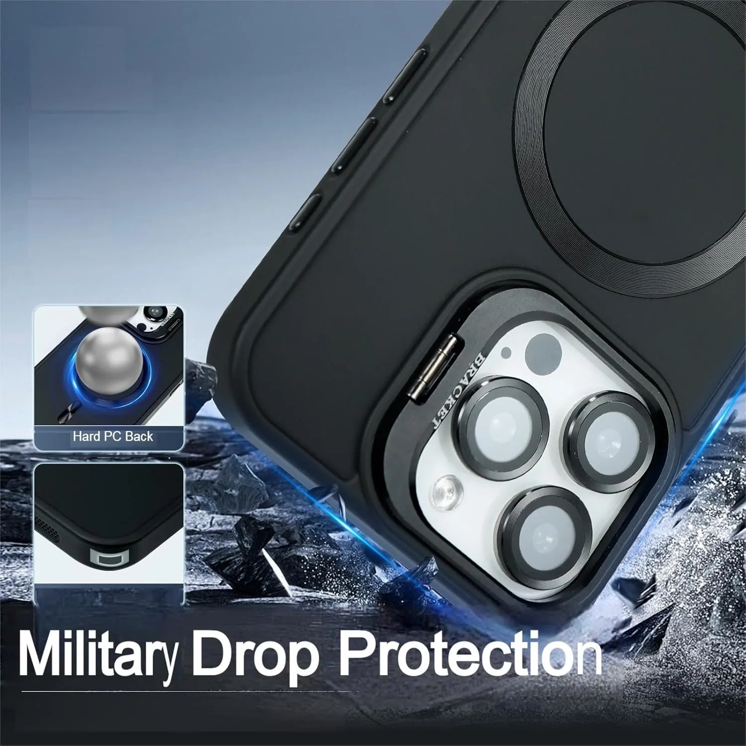 Designed for iPhone 14 Case/iPhone 13 Caes 6.1" Skin Material,Drop Protection Duty,Compatible with MagSafe,Selected Lens Bracket,Lens Protection,No Fading,for Men Women,Black
