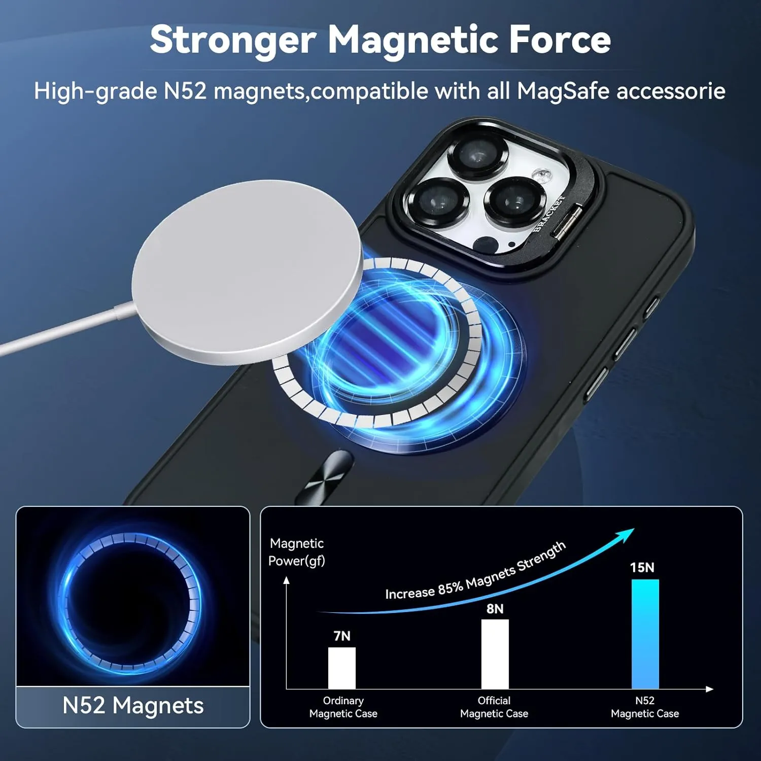 Designed for iPhone 14 Case/iPhone 13 Caes 6.1" Skin Material,Drop Protection Duty,Compatible with MagSafe,Selected Lens Bracket,Lens Protection,No Fading,for Men Women,Black