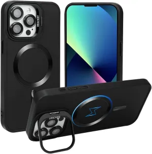 Designed for iPhone 14 Case/iPhone 13 Caes 6.1" Skin Material,Drop Protection Duty,Compatible with MagSafe,Selected Lens Bracket,Lens Protection,No Fading,for Men Women,Black