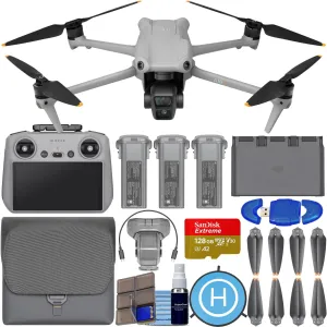 DJI Air 3 Fly More Combo with DJI RC 2 Controller Drone with 4K HDR, 46-Min Max Flight Time, 48MP CP.MA.00000693.01 Bundle with 128GB Memory, Landing Pad   More