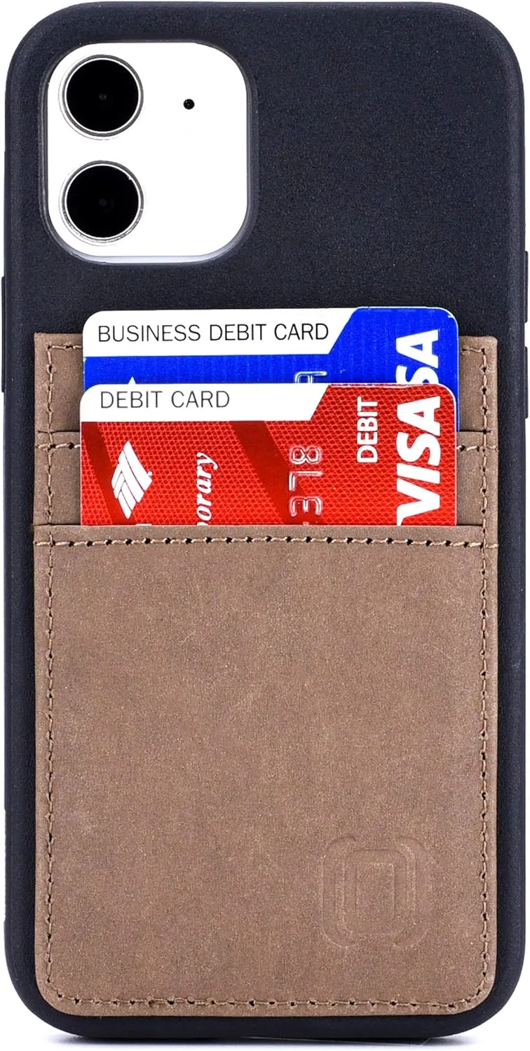 Dockem BIO Wallet Case for iPhone 12 and iPhone 12 Pro: Sensible Materials, Magnetic Mounting & 2 Credit Card Holder Slots (6.1" M2B, Black and Tan)